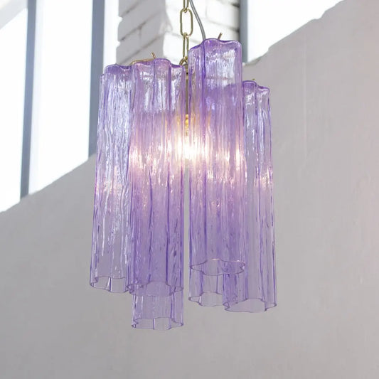 Lavender Wind Chime Glass Art Chandelier