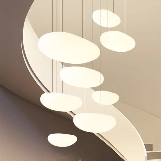 Stairs Smart LED Dimmable Chandelier Cobblestone PE Shades