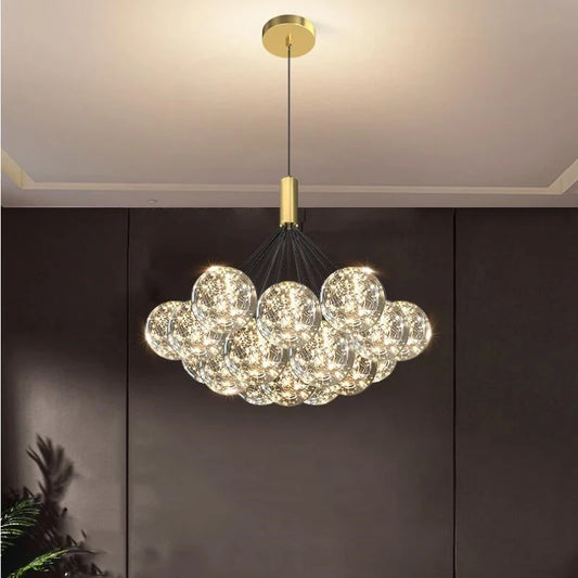 Clear Glass Bubble Ball Chandelier Restaurant Indoor