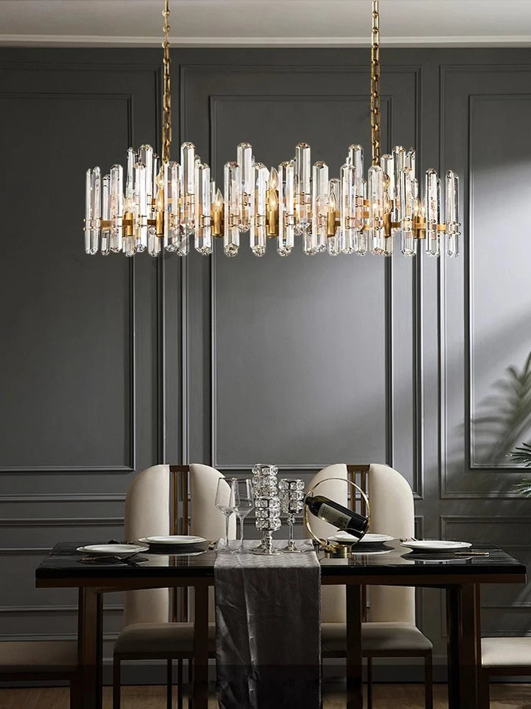 American Brass Silver Black K9 Crystal LED Chandelier