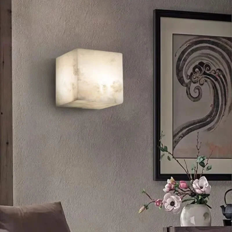 High-End Cube Natural Marble LED Wall Light