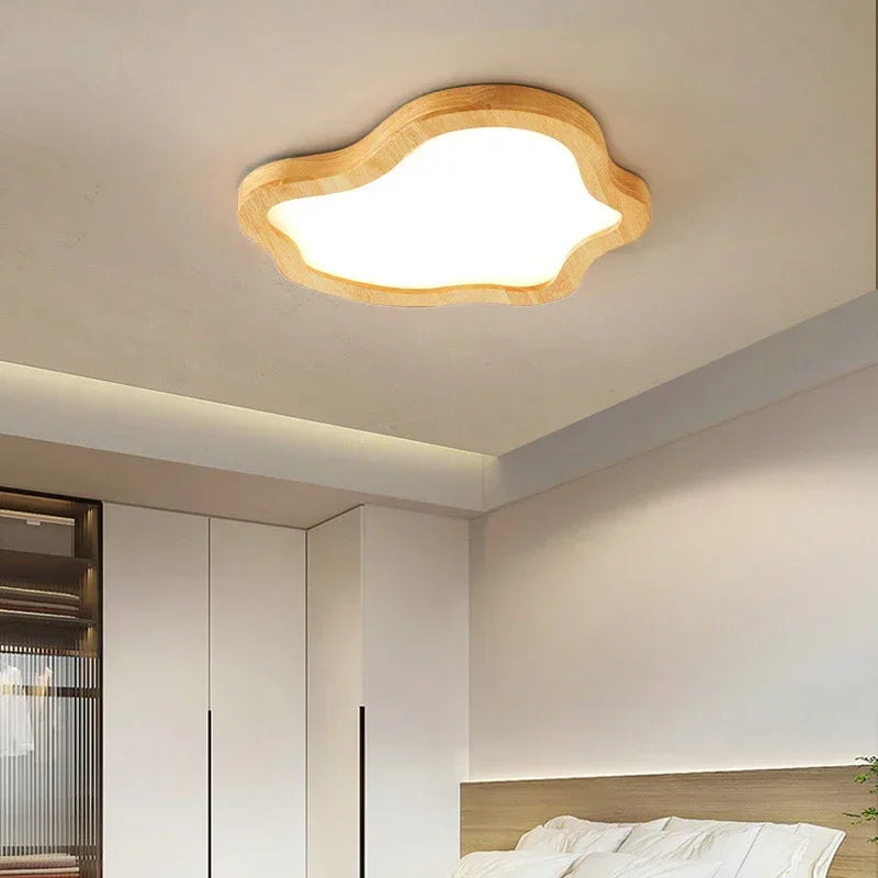 LED Ceiling Light Wood Grain Golden Pendant Lamp Nordic