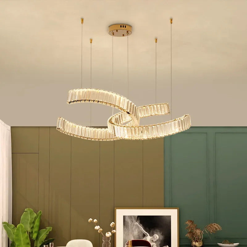 Crystal LED Pendant Lights Remote Control Dimmable