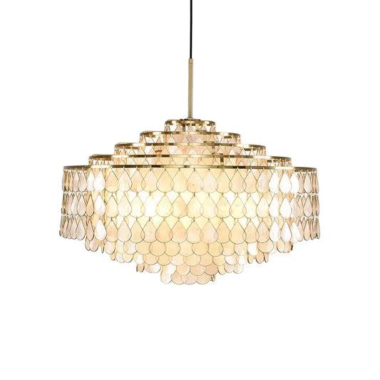 Teardrops Tiered Shell Copper Pendant Light
