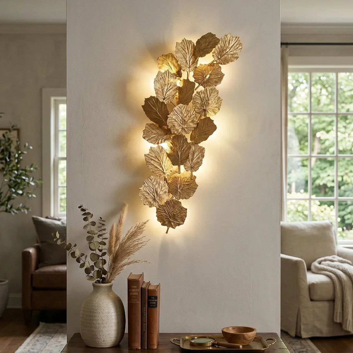 Forest Canopy Brass Leaf Wall Sconce – Brass detail 4