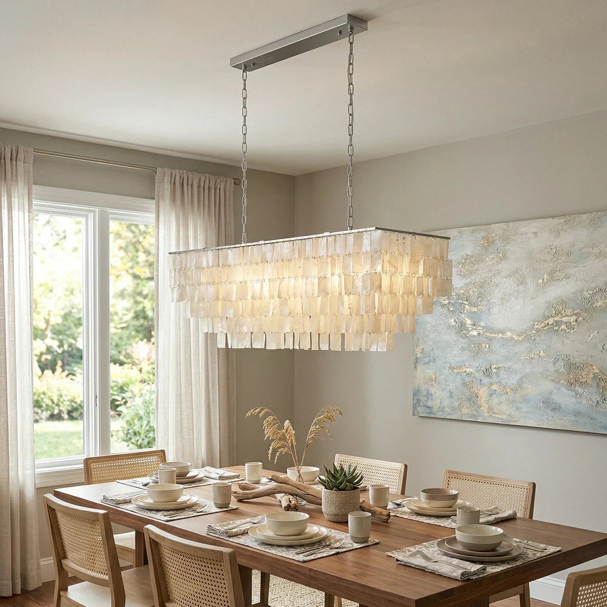 Skye Rectangular Tiered Iron Chandelier – Iron detail 2