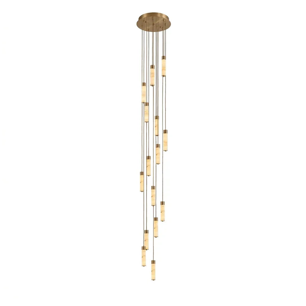 Alabaster Column Spiral Brass Chandelier – Alabaster detail 17