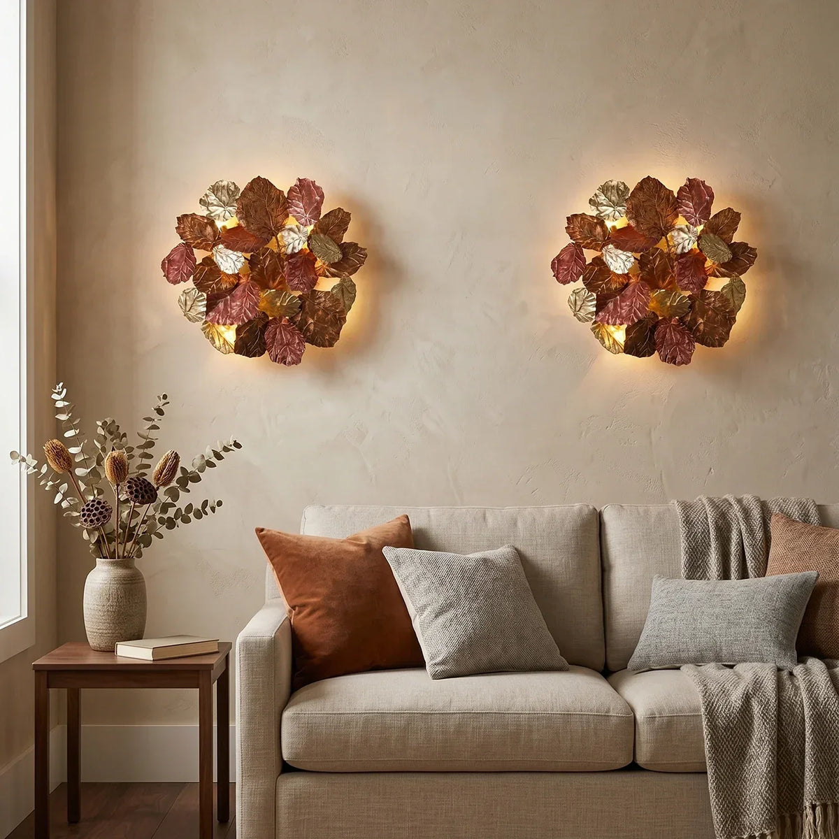 Forest Canopy Brass Leaf Wall Sconce – Brass detail 9