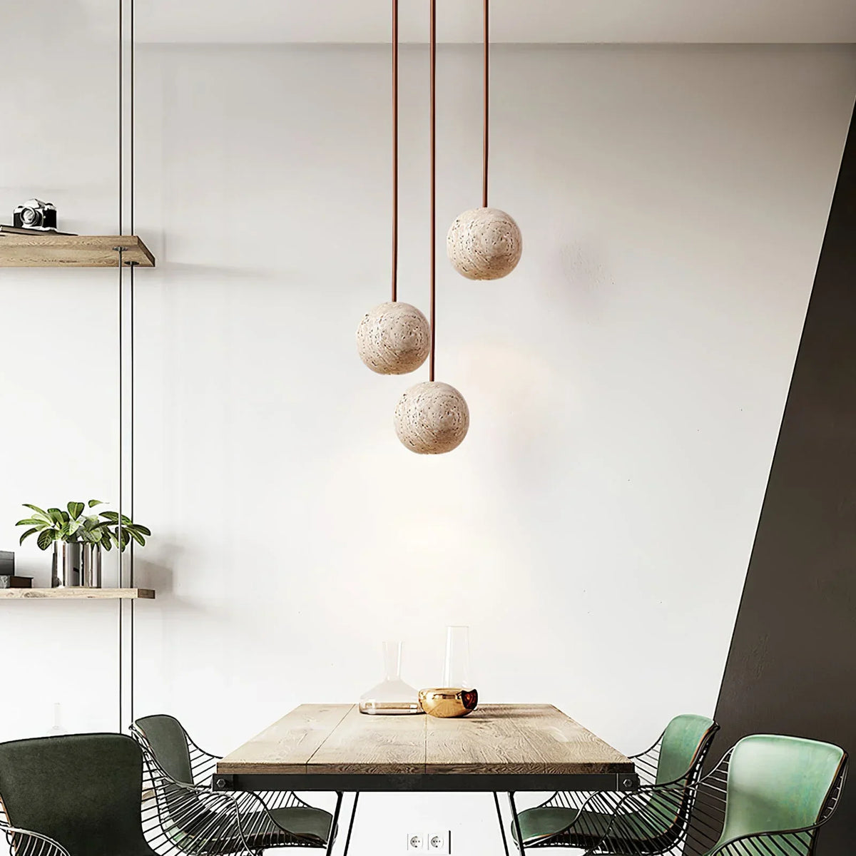 Spherical Cassia Travertine Pendant Light – Travertine detail 6