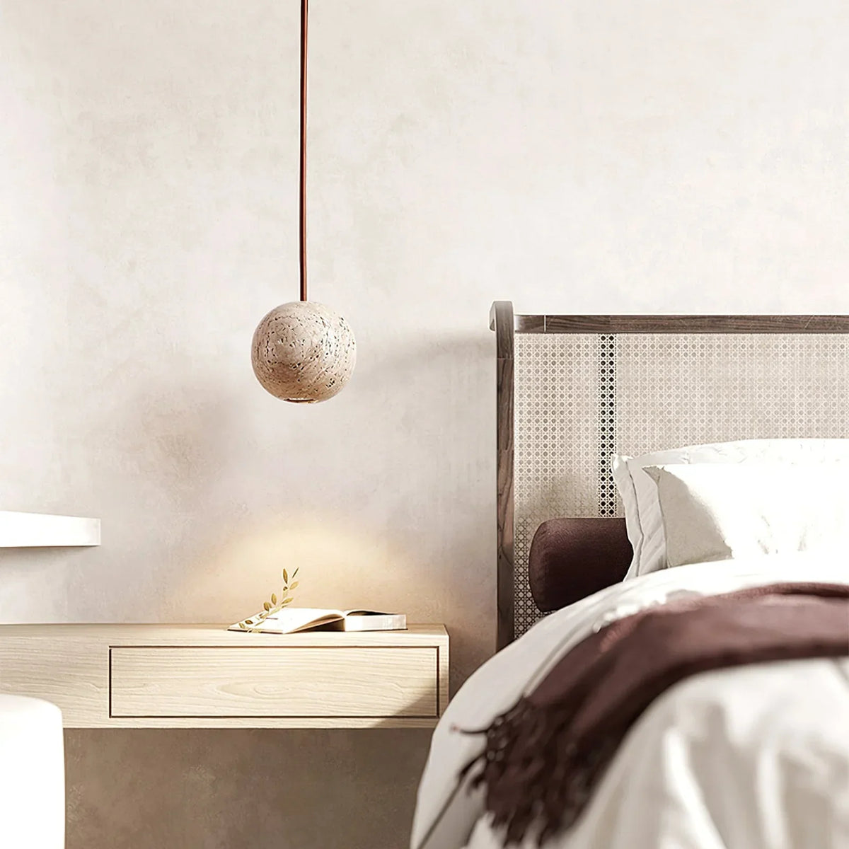 Spherical Cassia Travertine Pendant Light – Travertine detail 3