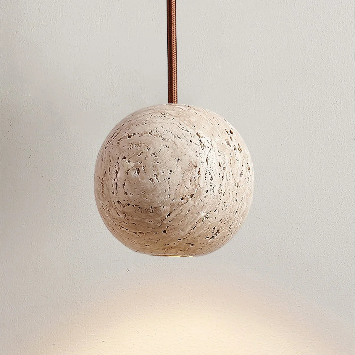 Spherical Cassia Travertine Pendant Light – Travertine detail 9