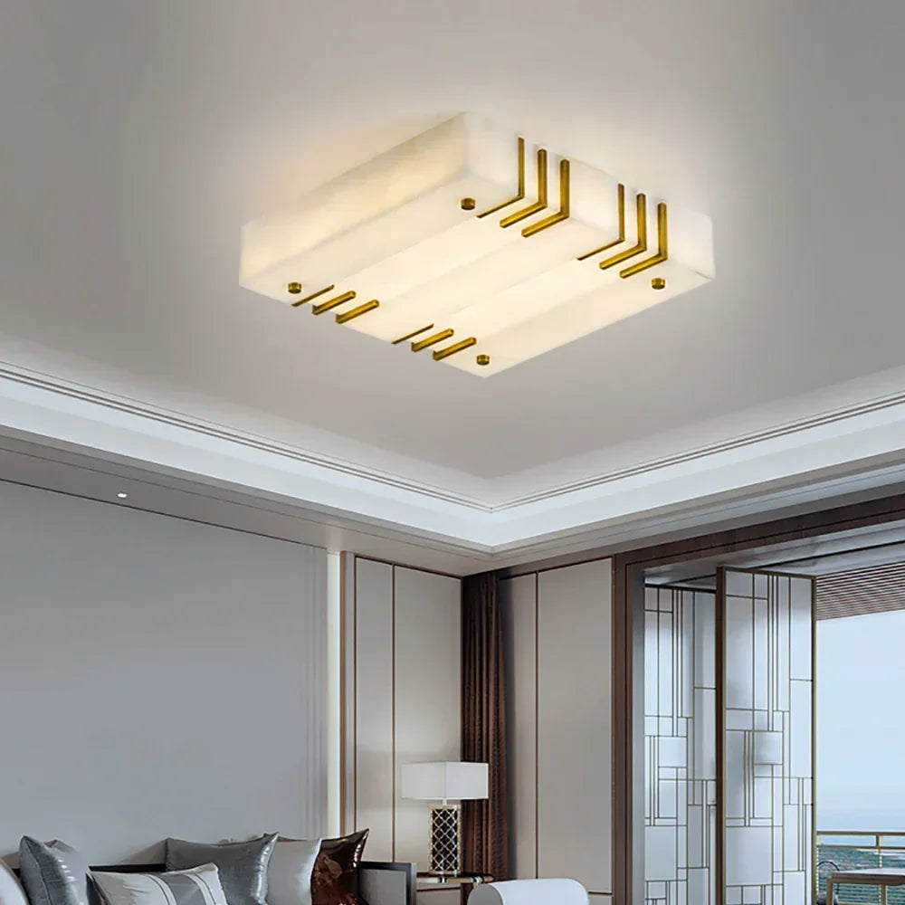 Square Alabaster Gold Ceiling Lamp – Alabaster detail 3