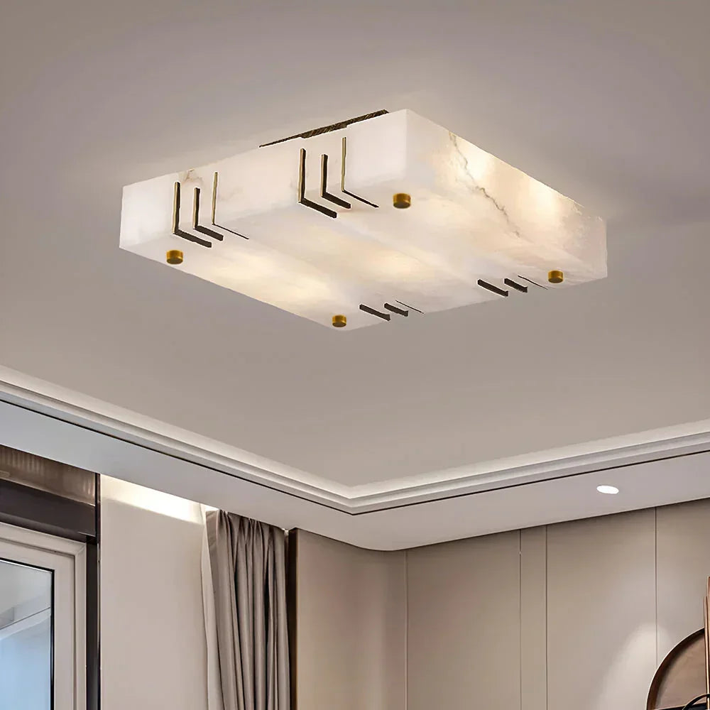 Square Alabaster Gold Ceiling Lamp – Alabaster detail 4