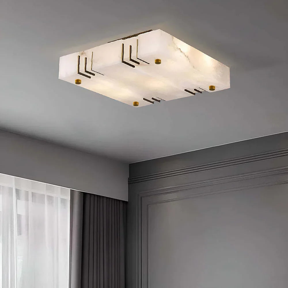 Square Alabaster Gold Ceiling Lamp – Alabaster detail 10
