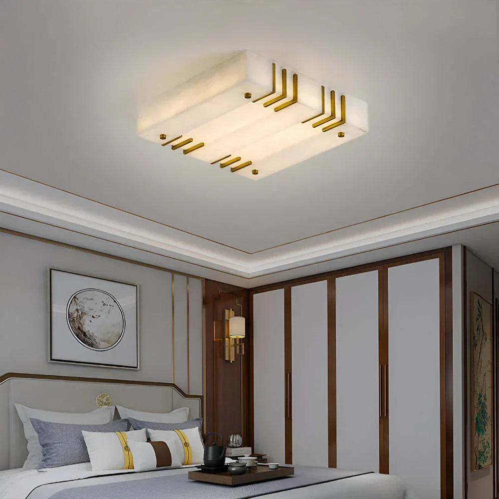 Square Alabaster Gold Ceiling Lamp – Alabaster detail 6