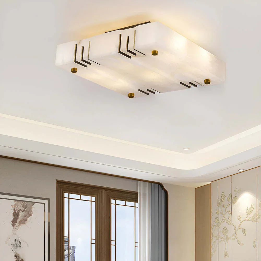 Square Alabaster Gold Ceiling Lamp – Alabaster detail 5