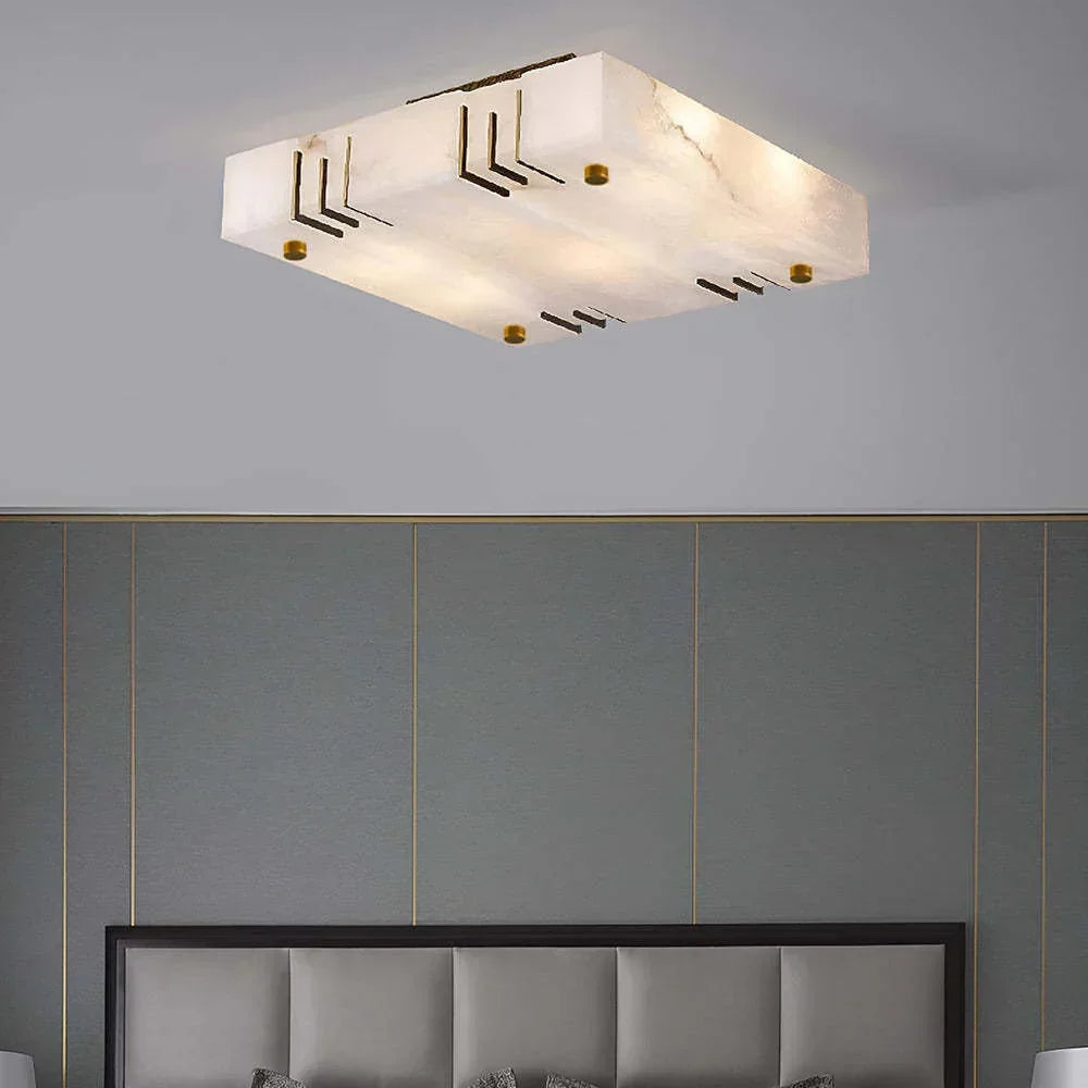 Square Alabaster Gold Ceiling Lamp – Alabaster detail 11