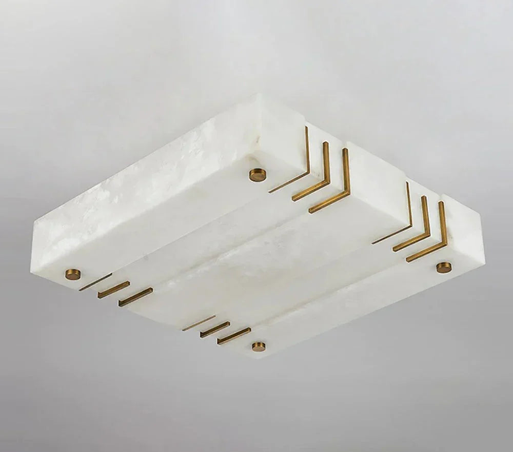 Square Alabaster Gold Ceiling Lamp – Alabaster detail 13