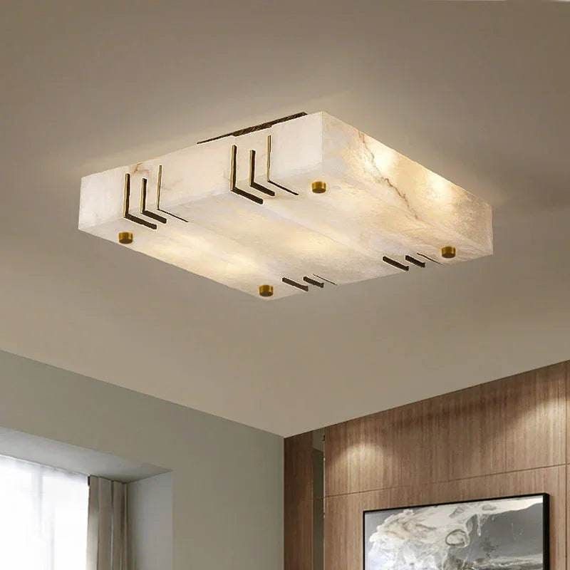 Square Alabaster Gold Ceiling Lamp – Alabaster detail 9
