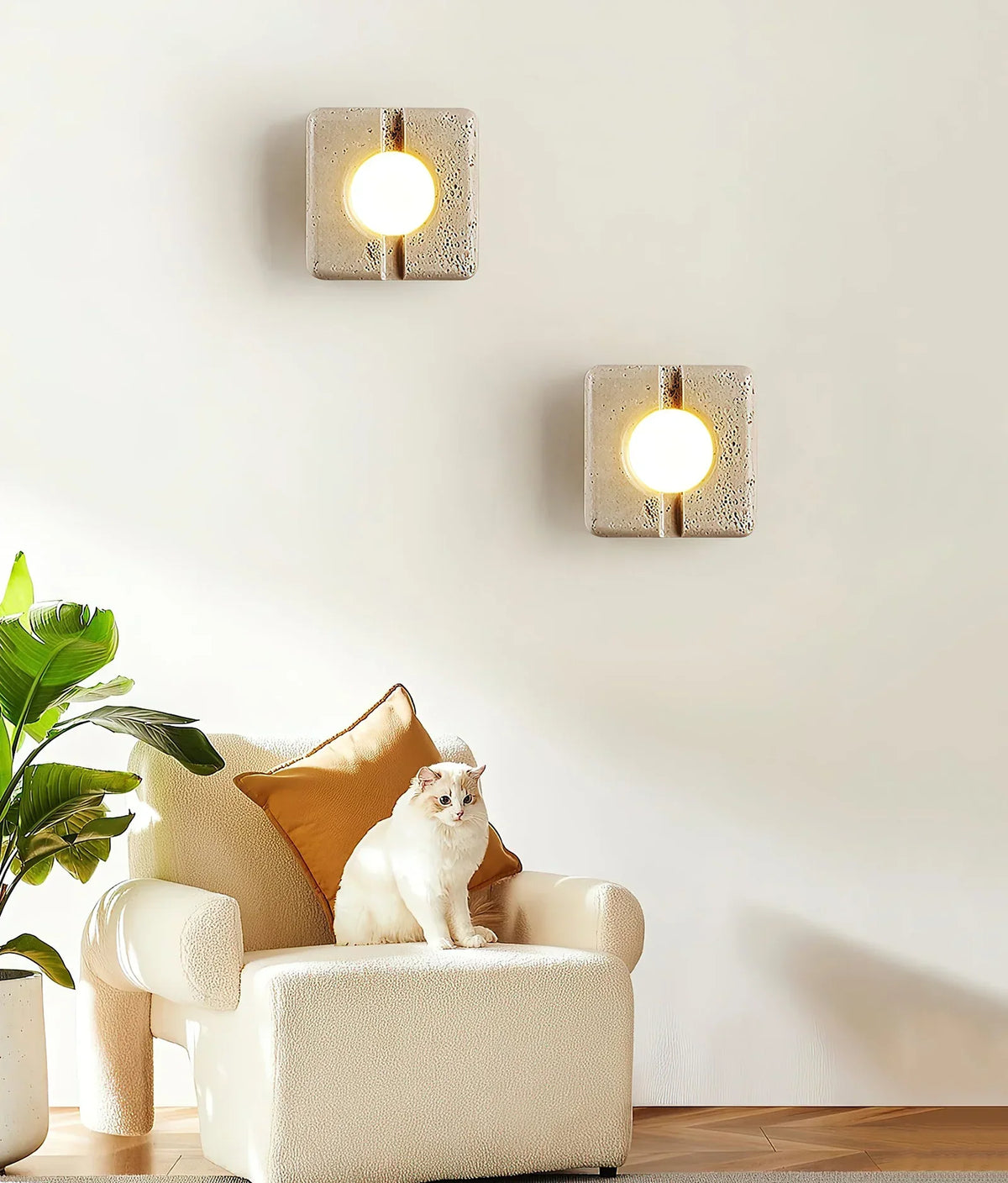 Square Camera Travertine Wall Lamp – Travertine detail 6