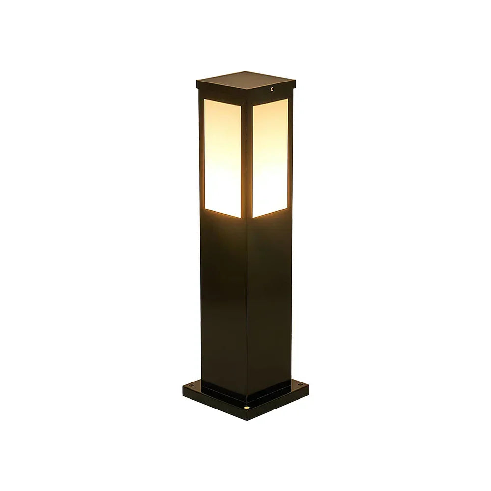 Square Modern Bollard Outdoor Iron Light