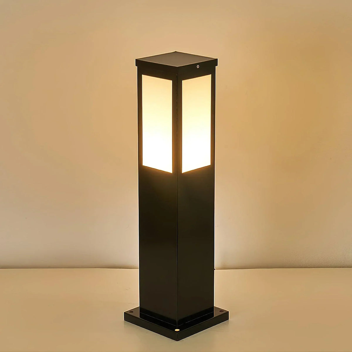Square Modern Bollard Outdoor Iron Light – Iron detail 12
