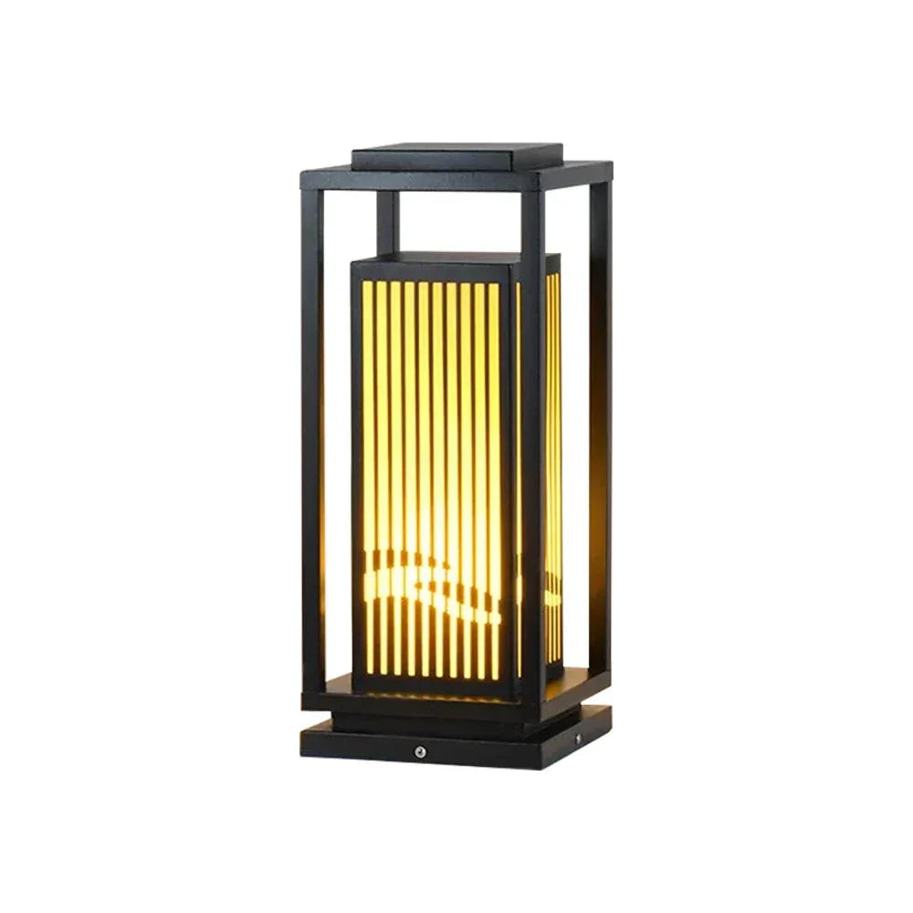 Square Modern Cage Outdoor Alabaster Light