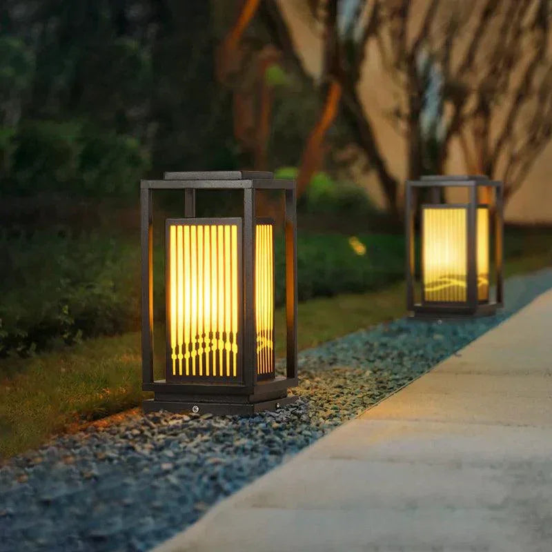 Square Modern Cage Outdoor Alabaster Light – Alabaster detail 9