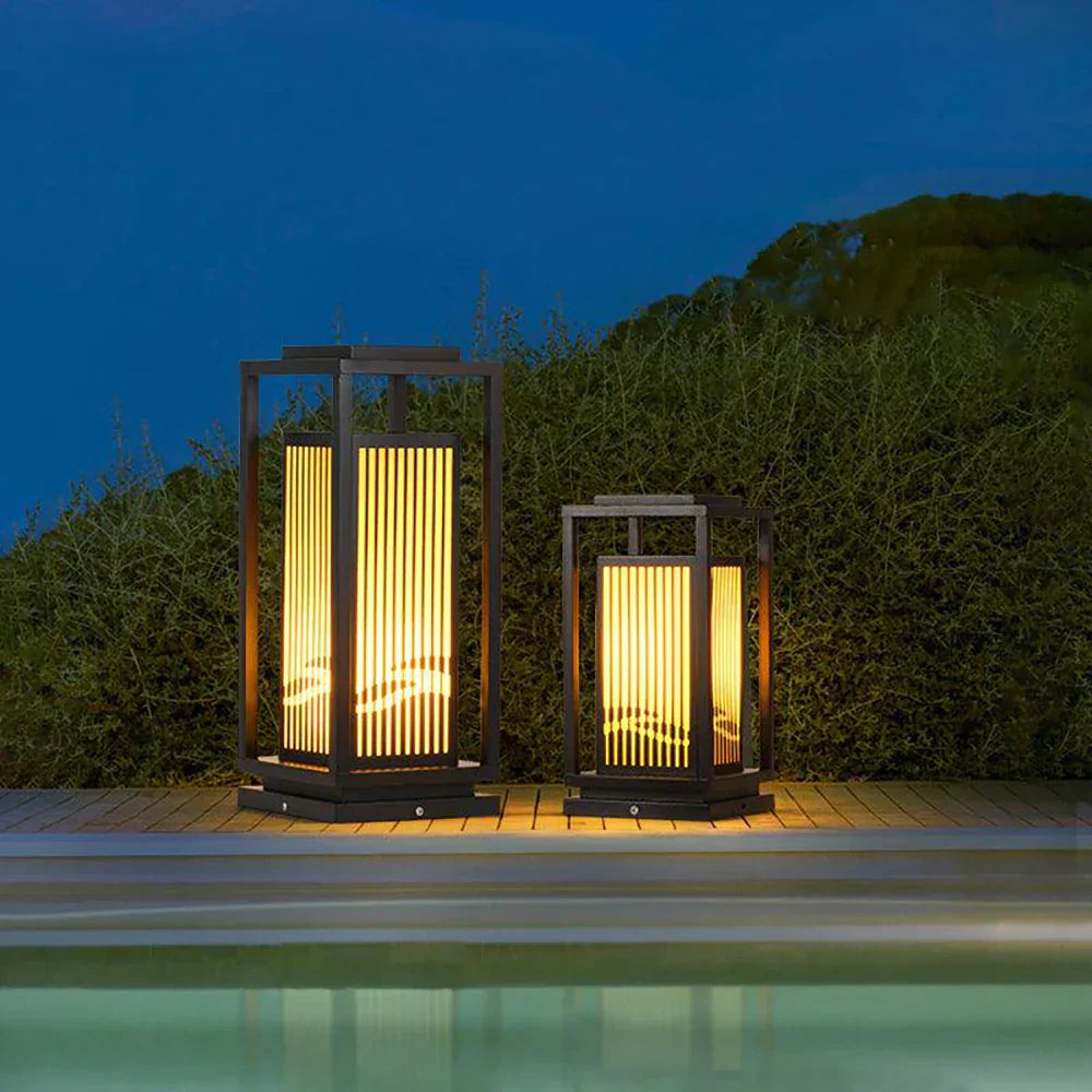 Square Modern Cage Outdoor Alabaster Light – Alabaster detail 6