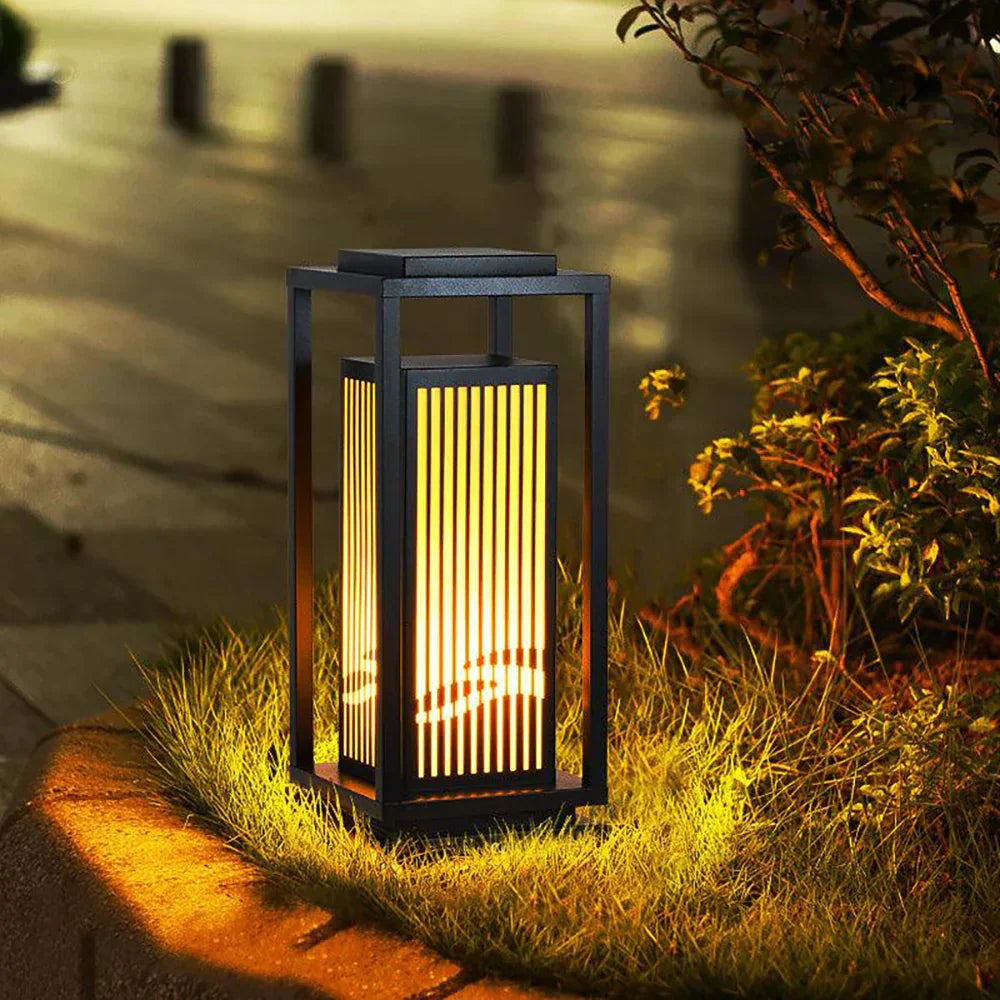 Square Modern Cage Outdoor Alabaster Light – Alabaster detail 3