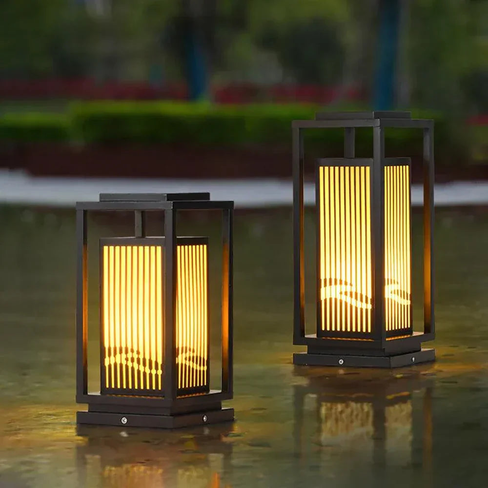 Square Modern Cage Outdoor Alabaster Light – Alabaster detail 5