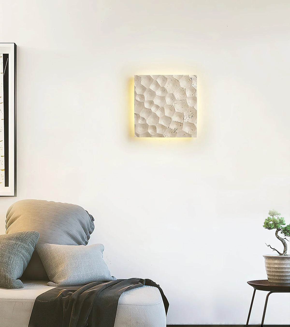 Square Modular Panel Travertine Wall Sconce – Travertine detail 6