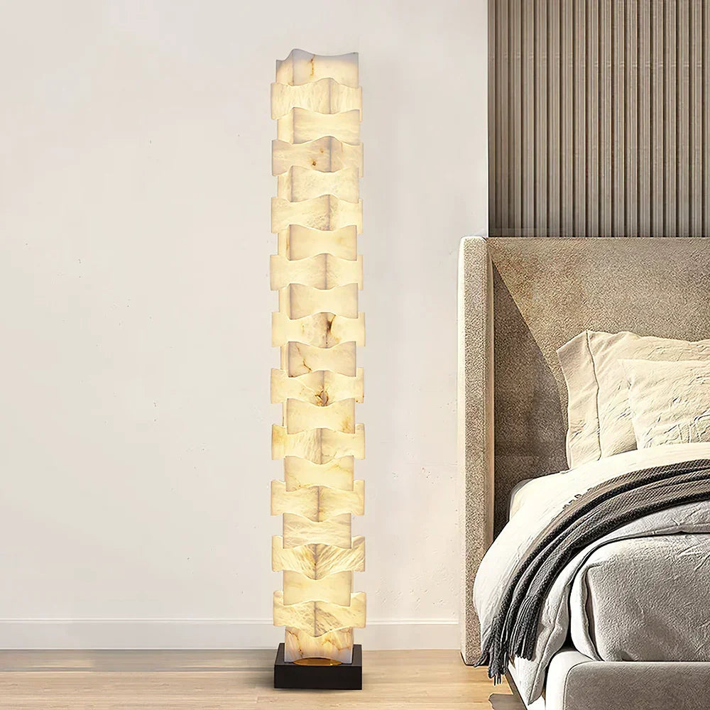Stacked Alabaster Squares Floor Lamp – Alabaster detail 3
