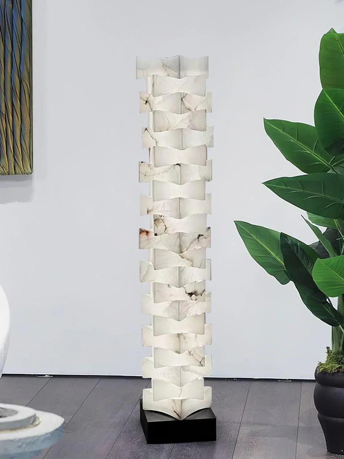 Stacked Alabaster Squares Floor Lamp – Alabaster detail 6