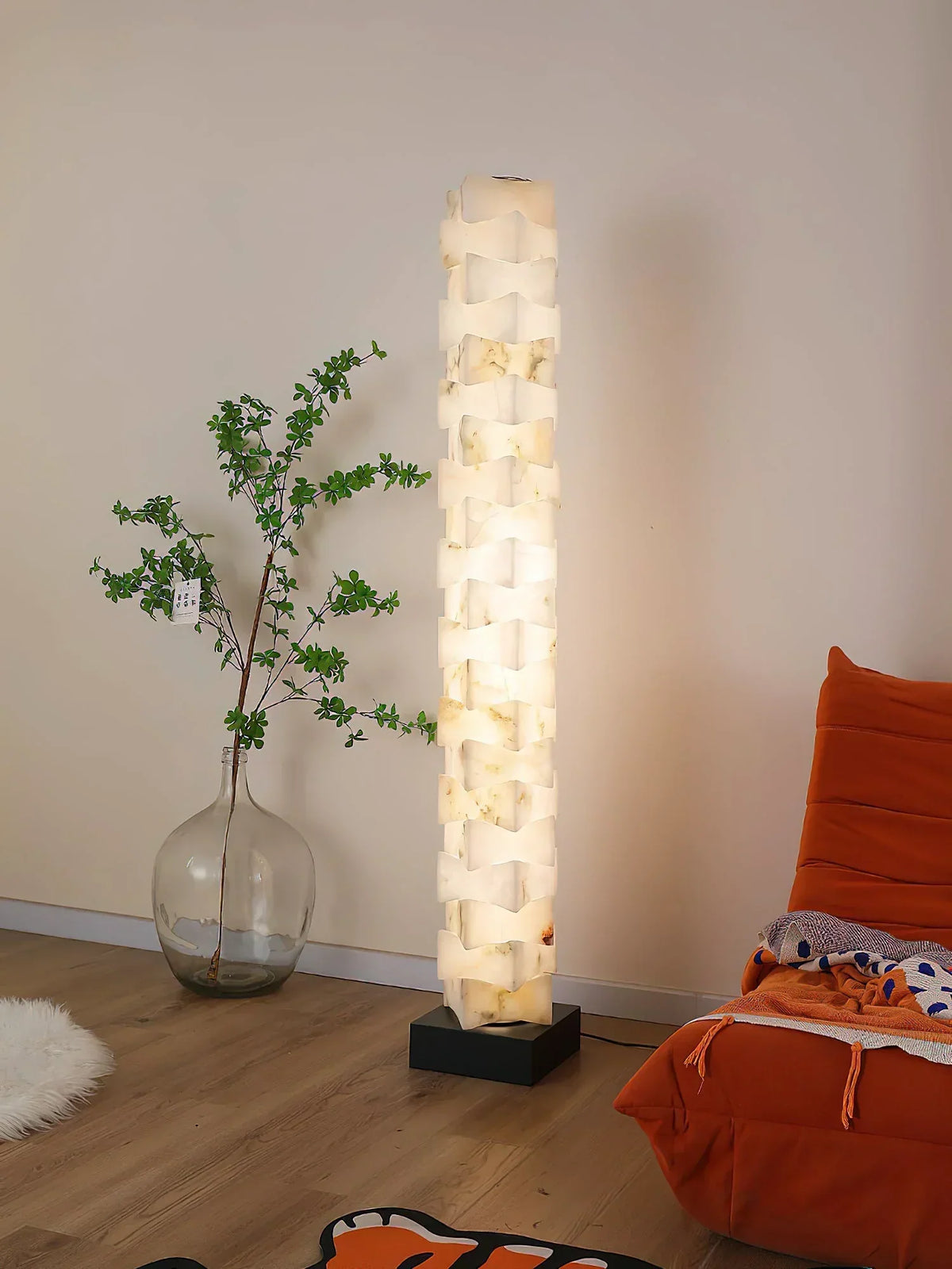 Stacked Alabaster Squares Floor Lamp – Alabaster detail 9