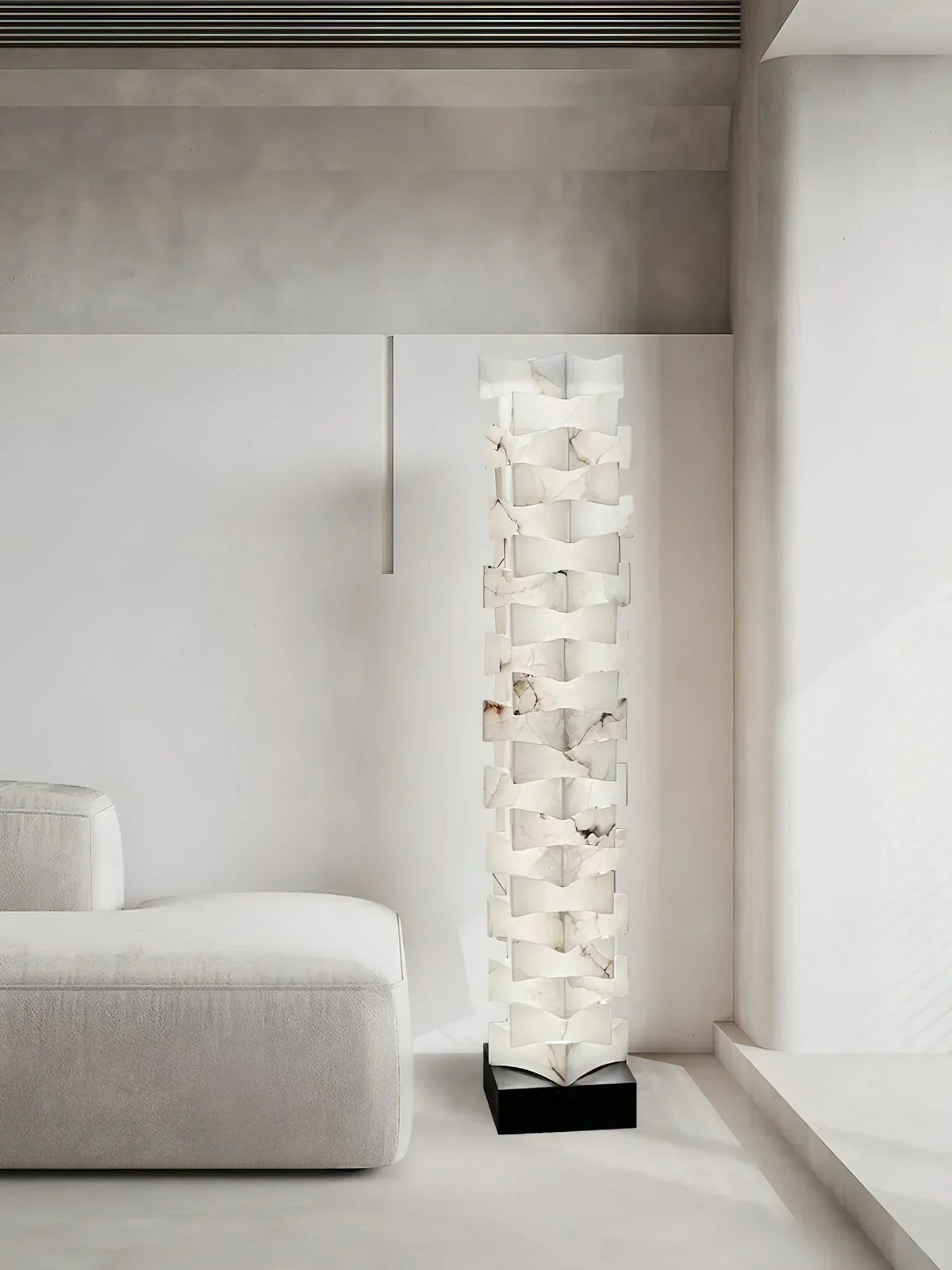 Stacked Alabaster Squares Floor Lamp – Alabaster detail 7