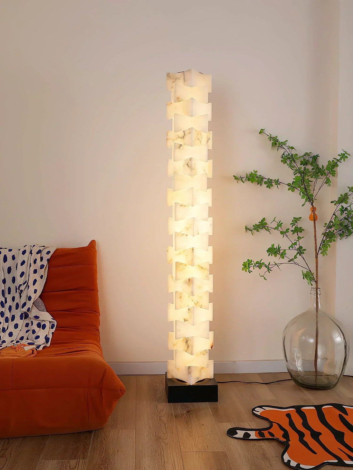Stacked Alabaster Squares Floor Lamp – Alabaster detail 10