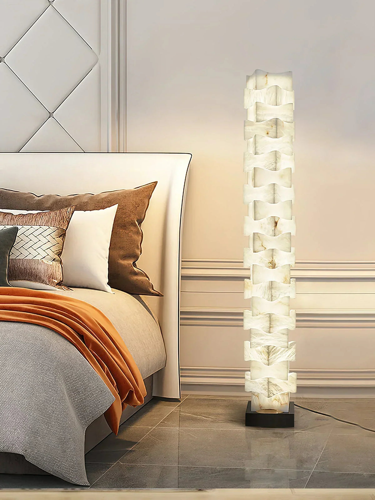 Stacked Alabaster Squares Floor Lamp – Alabaster detail 11
