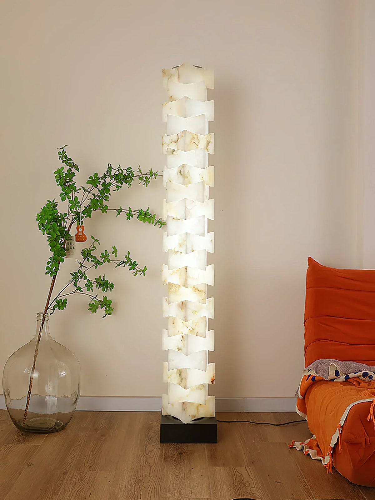 Stacked Alabaster Squares Floor Lamp – Alabaster detail 12