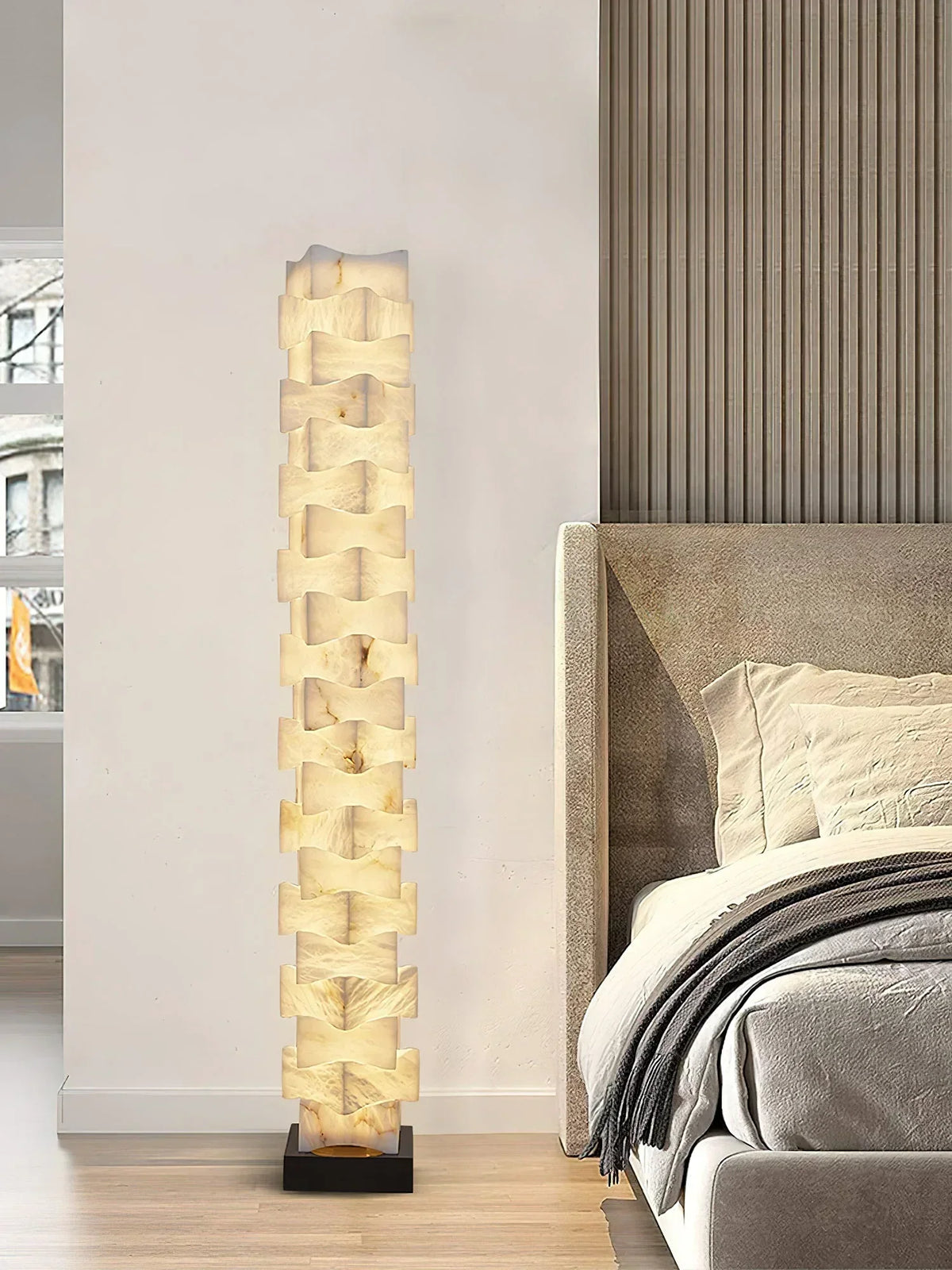 Stacked Alabaster Squares Floor Lamp – Alabaster detail 13