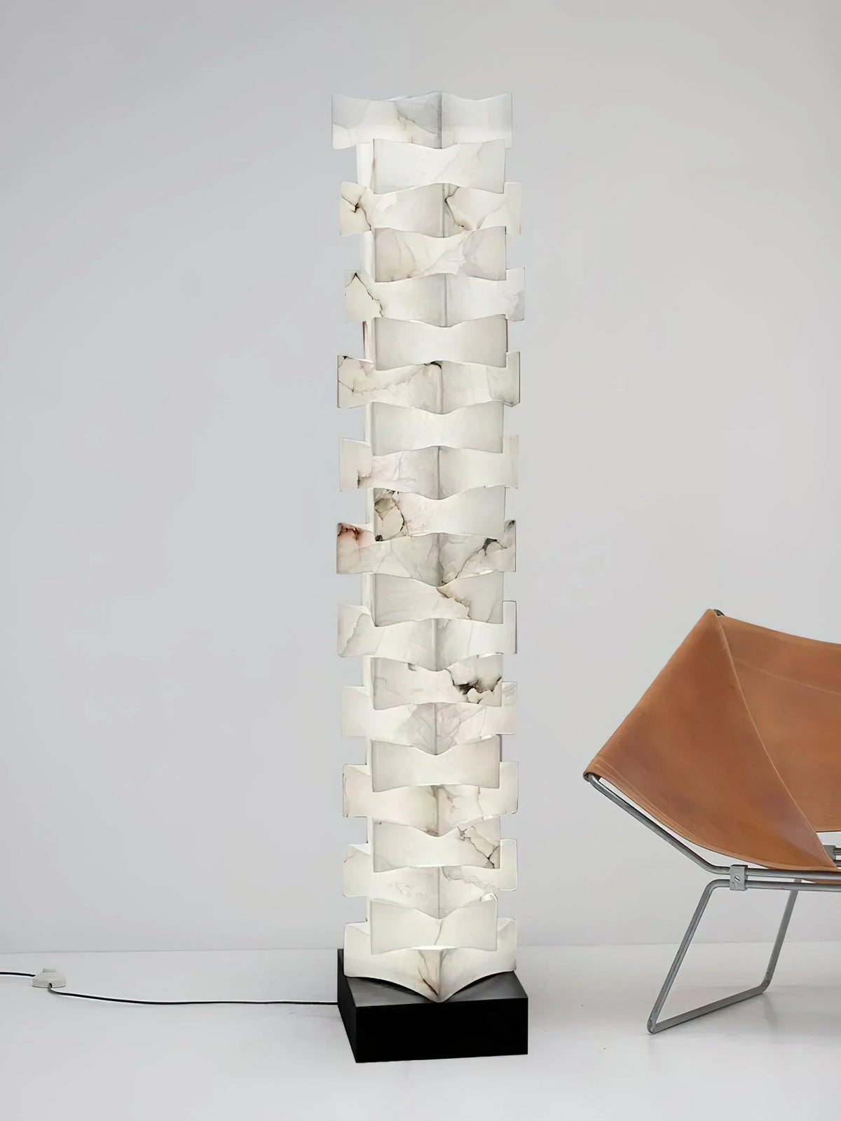 Stacked Alabaster Squares Floor Lamp – Alabaster detail 8