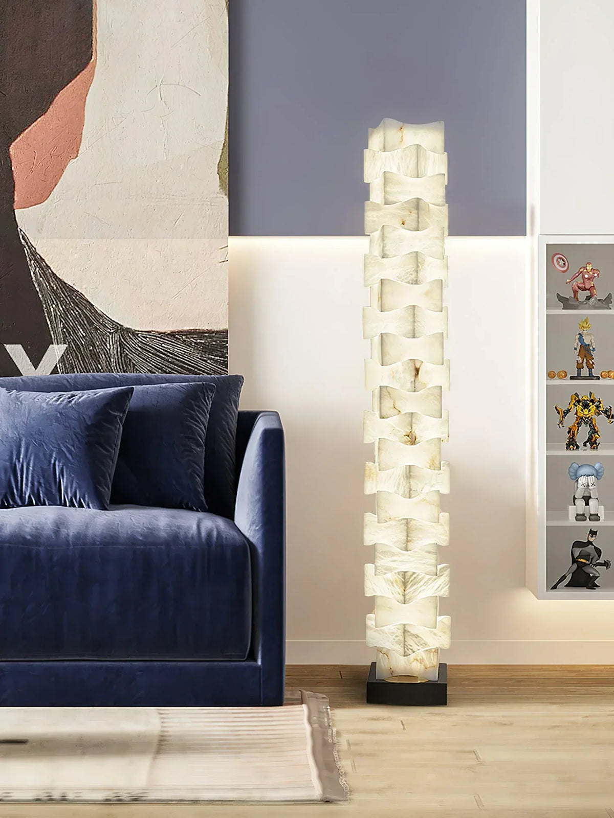 Stacked Alabaster Squares Floor Lamp – Alabaster detail 14