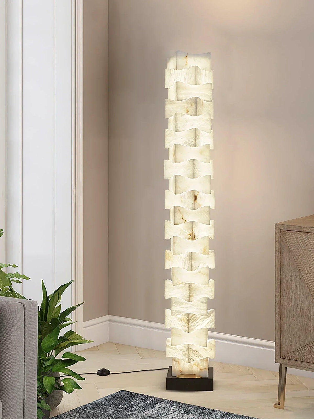 Stacked Alabaster Squares Floor Lamp – Alabaster detail 15
