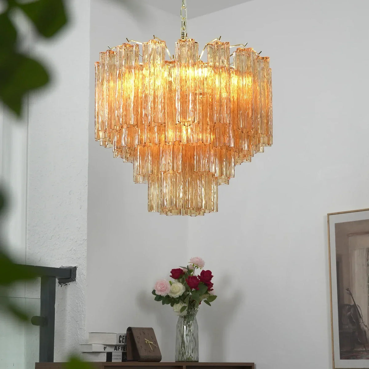 Addis Star-Shaped Glass Tubes Chandelier – Glass detail 29