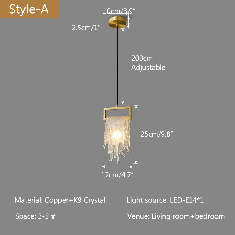 Copper Crystal Pendant Light Multiple Styles Available – Crystal detail 7