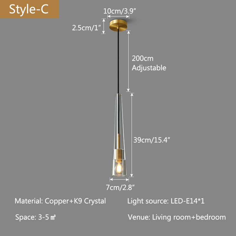 Copper Crystal Pendant Light Multiple Styles Available – Crystal detail 18
