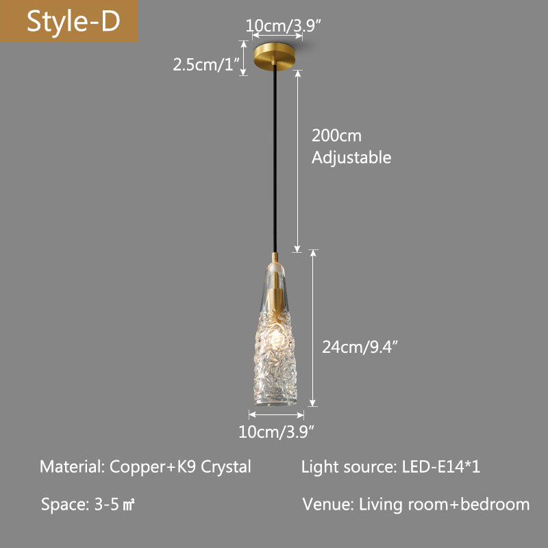 Copper Crystal Pendant Light Multiple Styles Available – Crystal detail 21