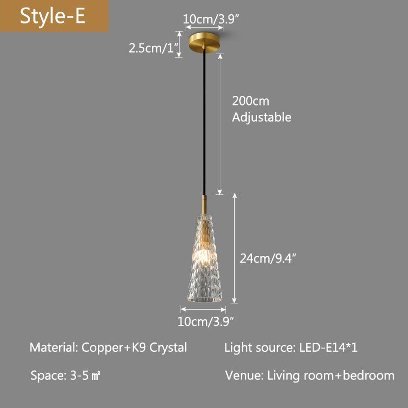 Copper Crystal Pendant Light Multiple Styles Available – Crystal detail 24