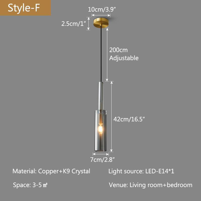 Copper Crystal Pendant Light Multiple Styles Available – Crystal detail 27