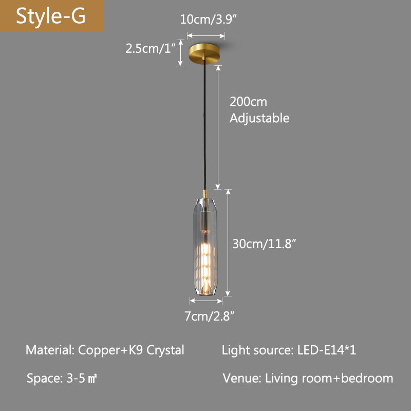 Copper Crystal Pendant Light Multiple Styles Available – Crystal detail 30